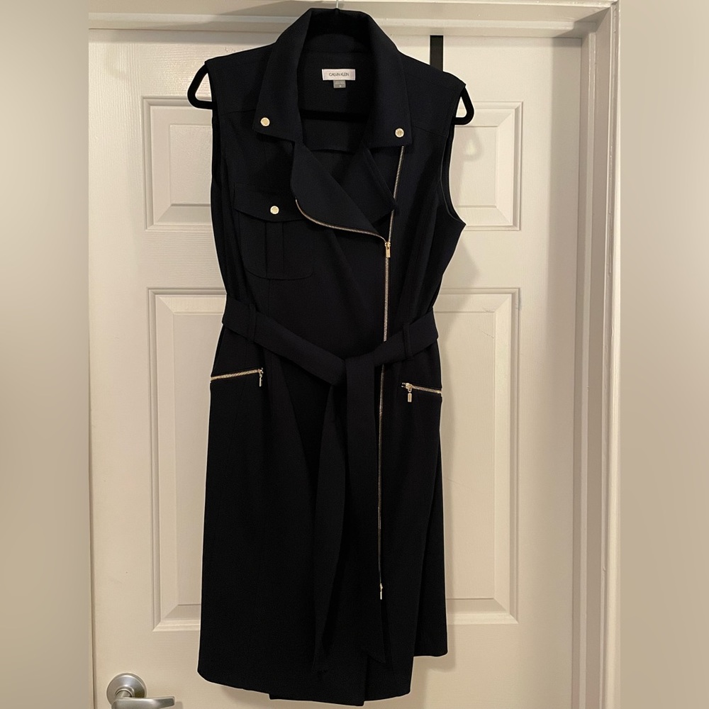 Navy Blue Calvin Klein Sheath Dress, Size 14